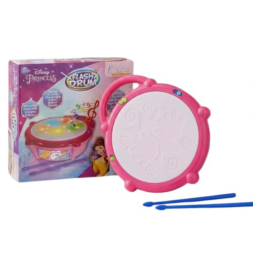 Image of Disney Princess Flash Drum Toy for Girls - Musical Light-Up with 3D LED Lights, 9 Songs &Sounds, 3 Modes - Interactive Educational Toy|Birthday Gift for Kids Aged 3+ Years (Pink)