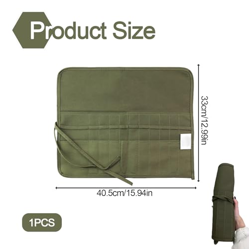 Miniatura 2 de Zerabidpro Bolsa Para Pinceles De Pintura, Capacidad Para 22 Pinceles, Para Acrílico, Aceite, Acuarela Y Gouache, Bolsa De Lona Enrollable Y Portátil, Color Verde, 40x33 Cm