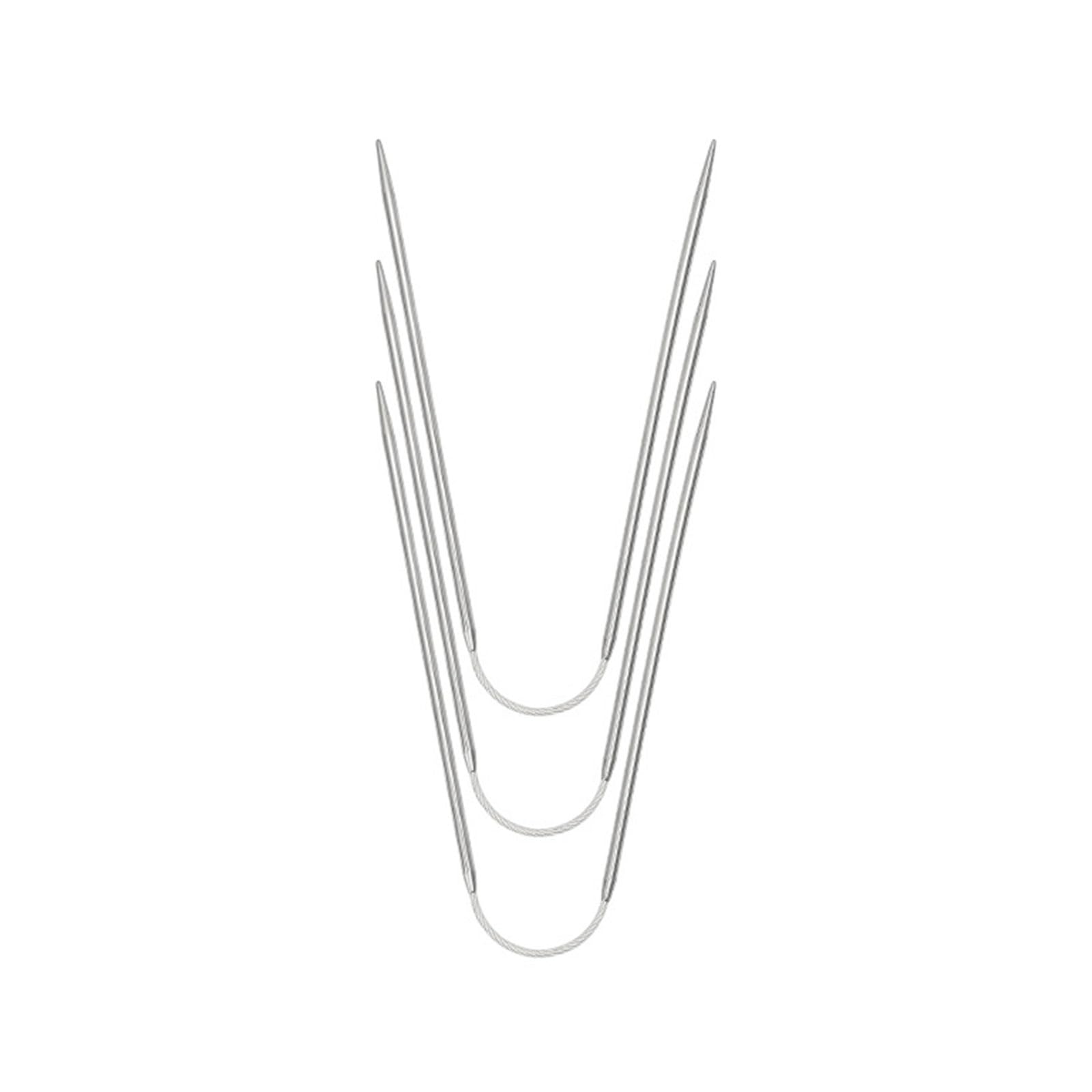 Yhplxyuus 3PCS Stainless Steel Circular Knitting Needle with Wire for Blanket Crochet Knitting Needle for Weaving Stainless Steel Set