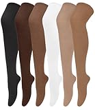 Thigh High Socks for Women Casual Over the Knee High Socks Stockings for Anniversaries Holidays, Solid Multicolor 01 (6 Pairs)