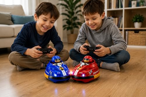 Image of RC Bumper Cars Set of 2 for Kids | Rechargeable Remote Control Battle Cars with Ejecting Drivers | Toy Gift for Boys & Girls Age 4-10