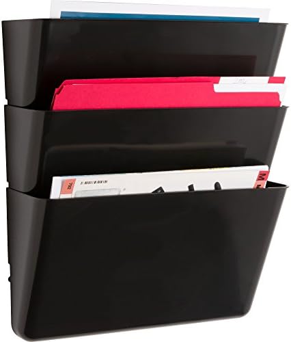 1InTheHome Expandable Wall File Organizer, Black, Letter-Sized, 3 Pocket