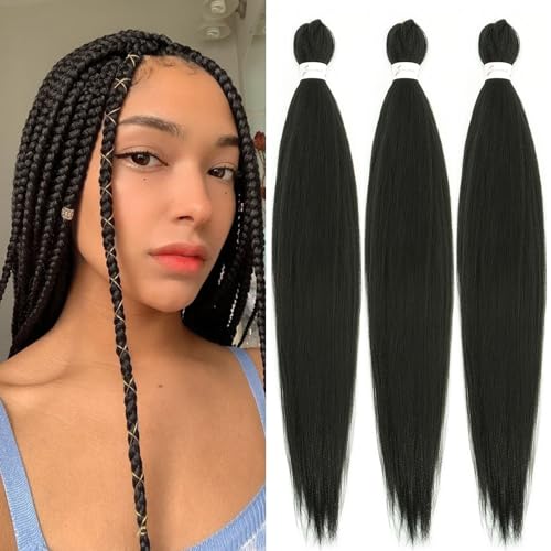 Braiding Hair Pre stretched 30Inch 3 Packs Natural Black Pre-stretched