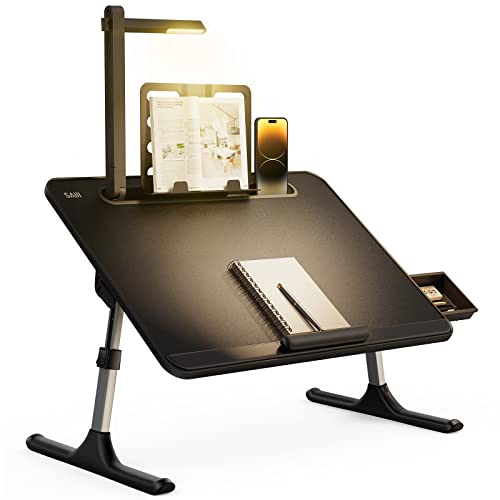 Miniatura 7 de Bandeja De Ordenador Portátil, Saiji Led Mesa De Luz, Ángulo De Altura Ajustable, Con Soporte Para Libros, Cajón, Tapa Del Ordenador Portátil, Soporte De La Tableta, Para Sofá Suelo, Negro