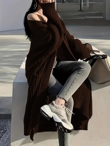 Image of Womens Long Cardigan Sweaters Open Front Oversized Duster with Pocket for Women 2025 Fall Winter Knit Design Coats