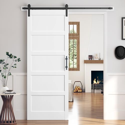 ROYMELO 36x96 Inch White Sliding Barn Door Slab with 6.6ft