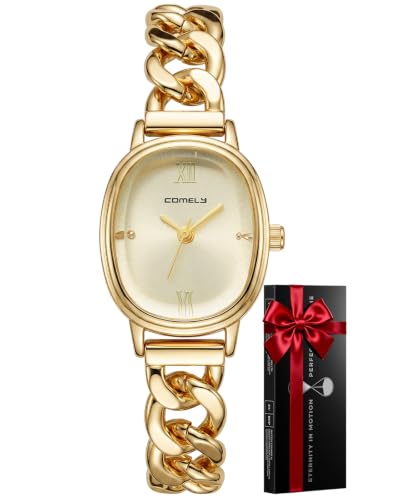 CIVO Relojes Mujer Oro Analógico: Ovalada Esfera de Reloj Minimalista Impermeable   Reloj Pulsera Mujer Acero Inoxidable Regalos Cumpleaños Día de San Valentín