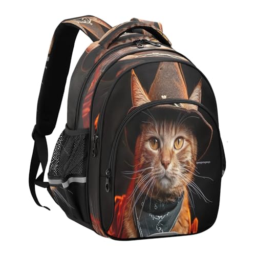 15 Inch Backpack for School Boys Girls, Cat Funny Cute Animal Ergonomic Backpack for Kids2