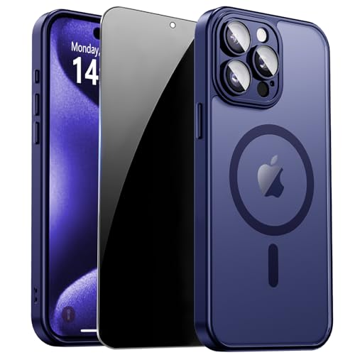Image of for iPhone 15 Pro Max Case with Privacy Screen Protector, Blue