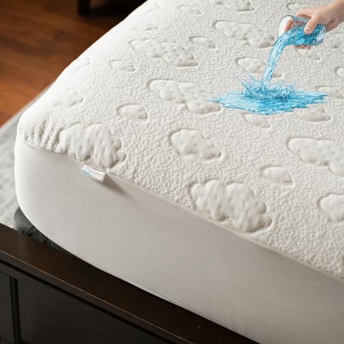 Image of PUREgrace King Mattress Protector – Cooling Eucalyptus Tencel Fiber, Quiet Waterproof Mattress Pad Cover with Deep Pockets and Corner Safety Straps, Breathable Ultra Soft Luxury Fit