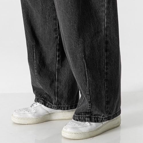 Men Baggy Jeans Wide Leg Jeans Men Hip Hop Straight Streetwear Drawstring Elastic Waist Relaxed Fit Long Trousers4