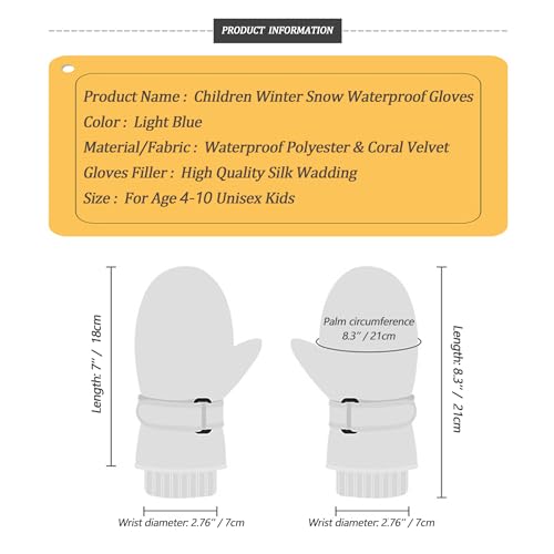 Mawjom Kids Winter Warm Ski Gloves - Outdoor Mittens for Girls Boys 4-8 Years - Image 8