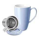 Sweese 201.110 Porcelain Tea Mug with Infuser and Lid, 15 OZ, Lilac