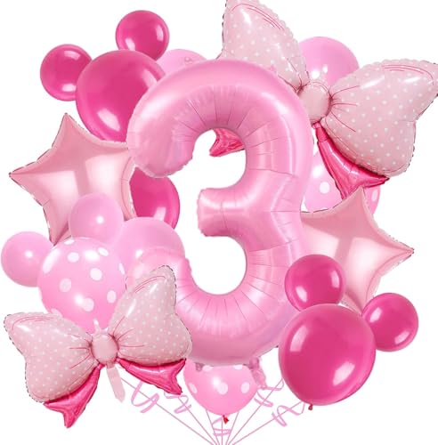20 PCS Ballons Anniversaire 3 An, Decoration Anniversaire 3 An, Ballon Anniversaires 3 An Rose,...