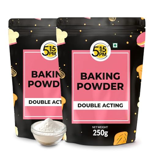 Image of 5:15PM Baking Powder 250g | Double Acting Baking Powder | All Purpose Leaving Agent | Gluten Free Baking Powder for Cooking & Baking Cake, Breads, Muffins, Pizza - 250 grams (Pack of 2)
