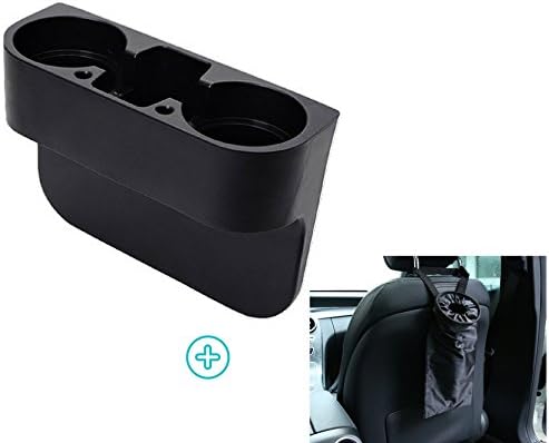 Car Cup Holder & Hot and Cold Drink Holder Preventing Spillage Bundle with Car Trash Bag for Cleaner & Organize Car Interior with Adjustable Strap