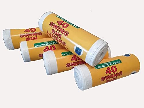 40 Pcs Bin Bags 50L, Bin Liners Clear Medium Trash Bags - Plastic Garbage Bags Strong Can Liners 50 Liter Wastebasket Liners 40 Counts in 01 Rolls for Kitchen Home Office Camping