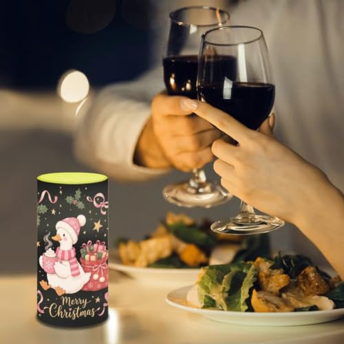 Image of Poceacles Christmas Home Decor Flameless Candle Electric LED Lights with Timer Remote Color Lights, Merry Christmas Print Tealight for Outdoor Indoor, Porch Goose Print