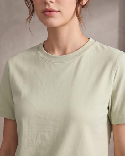 Image of NOBERO 100% Cotton T-Shirts for Women Stylish | Regular Fit | Solid T Shirts for Women 180 GSM Combed Cotton | Crew Neck Half Sleeve