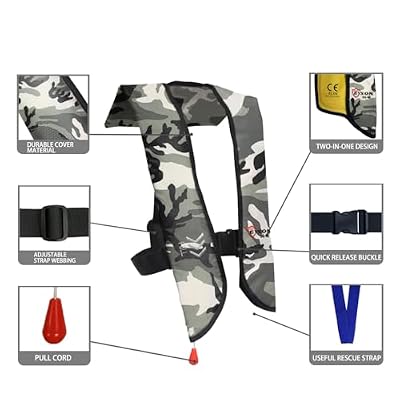 Eyson Inflatable Life Jacket Life Vest Basic Manual (639 White Camouflage Manual)