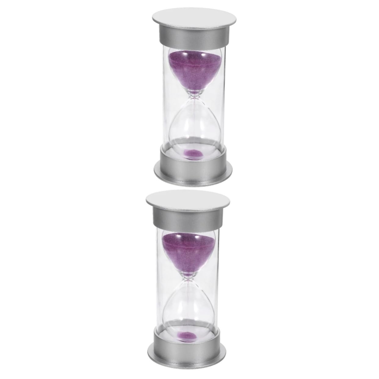 2 Piezas 20 Reloj De Arena Decorativo con Temporizador De Arena para Niños Juegos De Cocina Hogar Oficina Temporizador Visual Plateado