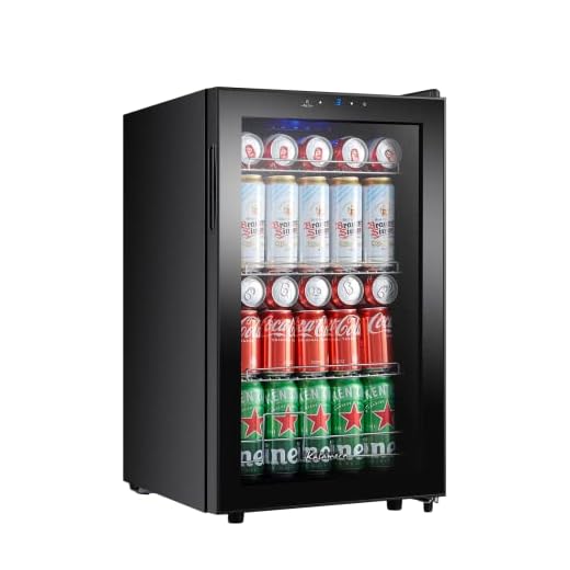 Kalamera Getränkekühlschrank, Kleiner Flaschenkühlschrank mit Touch-Bedienfeld, 3-18°C Kühlzone, Bierkühlschrank 68 Liter, 38 dB, Blaue LED-innenbeleuchtung, KRC-68GE