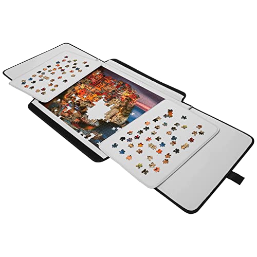Tradeopia Black Portable Jigsaw Puzzle Storage Case for up to 1000 Pieces, with Sorting Trays & Detachable Board, Puzzle Storage Case, Puzzle Storage Mat, Detachable Puzzle Trays