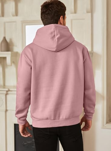 Image of JMIERR Mens Fleece Lined Hoodie Pullover Drawstring Pocket Winter Warm | Cozy fleece-lined pullover, adjustable drawstring hood, kangaroo pocket, regular fit, machine wash