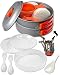 Camping Cookware Kits - BPA-Free Non-Stick Anodized Aluminum Mess Kits - Complete Lightweight Mini Folding Pot Kits with Utensils for Camping Hiking Backpacking and Survival Cooking (14 Piece Set)