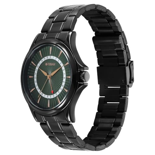 Image of Titan Karishma Quartz Analog with Date Green Dial Stainless Steel Strap Watch for Men