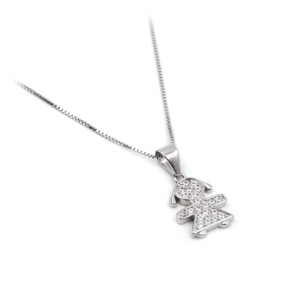 Damiano Argenti Collana con Ciondolo Bebè Girl in Argento 925 e Zirconia Bianca