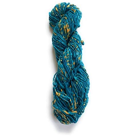 Recycled Chunky Banana Silk Yarn for Knitting, Weaving and Crochet/Thick Yarn 100gm (Peacock Blue) Cover