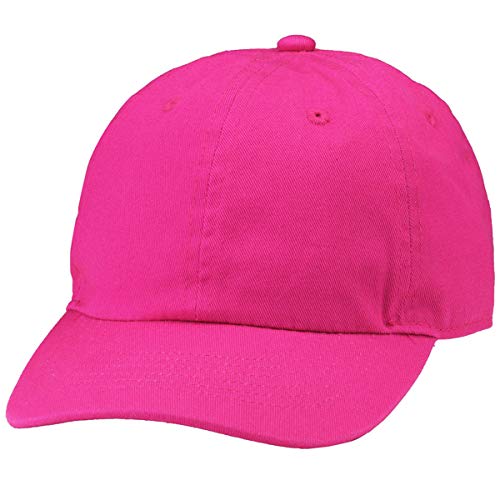 Falari Kids Boy Girl Baseball Cap Hat Washed Low Profile 100% Cotton Soft Lightweight Adjustable Size (6-9 Years, Hot Pink) #TOP24