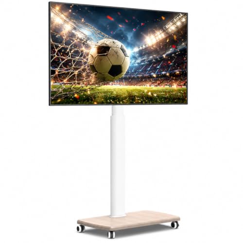FITUEYES Rolling TV Stand for 32 to 65 70 Inch TVs Portable Mobile TV Cart on Wheels Tall Universal TV Floor Stands with Swivel Mount Fit Corner Bedroom Living Room Small Dorm (White)