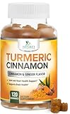 Turmeric Curcumin Supplement Gummies - 95% Curcuminoids with Turmeric Ginger, Black Pepper for Best Absorption, Nature's Vegan Joint Support, Non-GMO, Gluten Free, Tasty Cinnamon Flavor - 120 Gummies