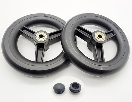 Rollator Walker Replacement 6 inch Rear Wheel,Rollator Rear Wheel Assembly,6 inch Solid Wheel, 6\" 3 Rib Caster Wheel,rollator Walker Accessories,Universal Parts,MDS86825SLRW,Set of 2,Black.