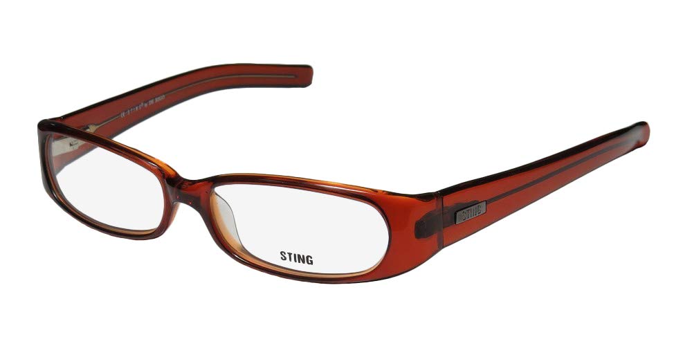 Sting 6281 For Ladies/Women Designer Full-Rim Shape Spring Hinges Plastic Temples Hip & Chic Modern Eyegl/Spectacles (53-15-135, Terracotta/Clear)