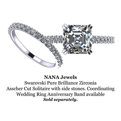 NANA Jewels 2.00ct Asscher cut Cathedral Solitaire simulated Diamond Engagement Ring Sterling Silver4