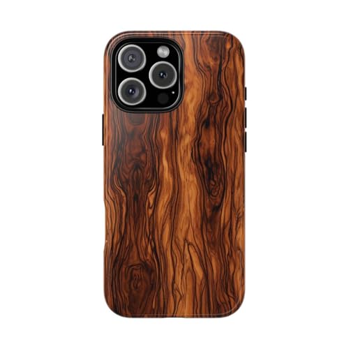 Coque rigide iPhone 16 Pro Max bois de châtain marron brillant antichoc
