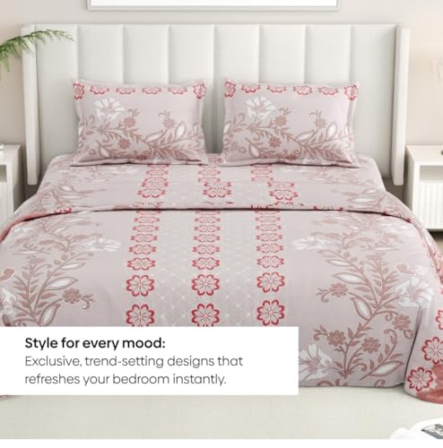 Image of 300 TC Glace-Cotton All Around Elastic Fitted Bedsheet, Elastic Fitted Bedsheet King Size Bedsheet for Double Bed with 2 Pillow Covers, Size - 72 x 78 x 8 Inch Color White