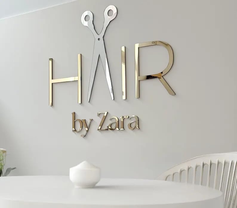 Custom Mirror Acrylic Salon Sign - Premium Business Wall Art for Spa Reception, Lobby & Office Decor - Personalized Logo Design (01)