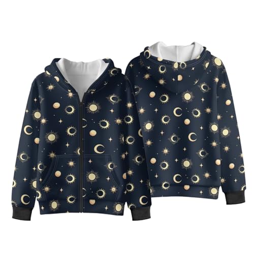 Unisex Fleece Zipper Hoodies Long Sleeve Warm Pockets Sweatshirt for Boys Girls Trendy 3D Prints Coat Fall Winter