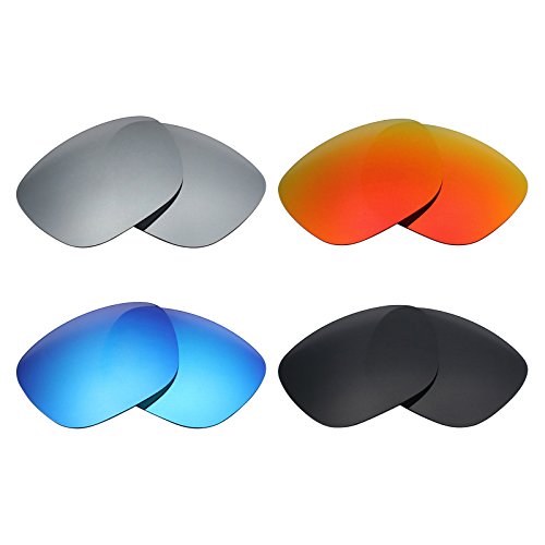 MRY 4 Paires polarisées Lentilles de Remplacement pour Arnette Fire Drill An4143 Sunglasses-Stealth Noir/Rouge Feu/Ice Bleu/Argent Titane