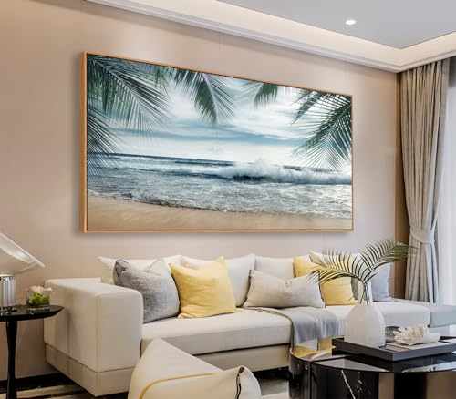 Framed Tropical Beach Wall Art - Ocean Waves Canvas Pictures