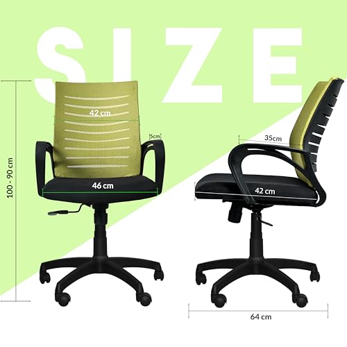 Image of Seventh Heaven Bolt Mid Back Revolving Office Chair for Work from Home, Study, and Computer Use | Heavy Duty Base | Ergonomic Mesh Design | Durable & Comfortable Seating (Greenish Mesh)