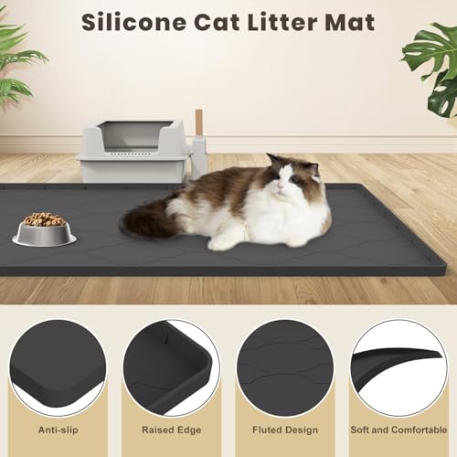 Tapis litière chat silicone antidérapant facile à nettoyer XL