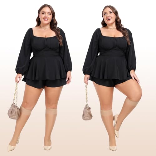 MANZI 10 Paare Kniestrümpfe Damen Große Größen Transparent Nylonstrümpfe Feinkniestrümpfe 15 Denier Natur,36-42