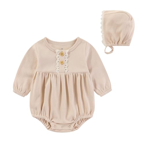 Image of Ruliby Baby Girls Clothes Set Cotton Floral Bodysuit Dress with Headpiece for 3-24 Months