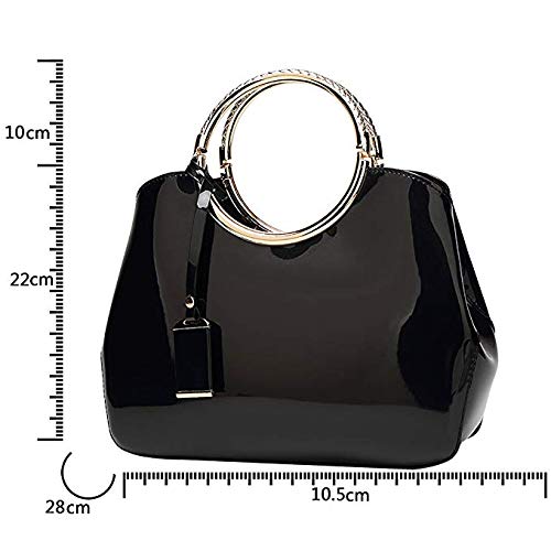 Bolso tote elegante de cuero charol para mujer miniatura 3