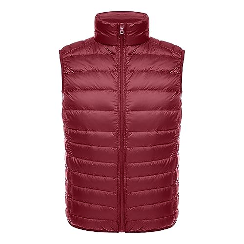 Chaleco de plumón para hombre, ligero, para exteriores, chaleco acolchado negro, sin mangas, chaleco de transición de invierno, sin capucha, chaleco de invierno con cremallera, chaleco amortiguador